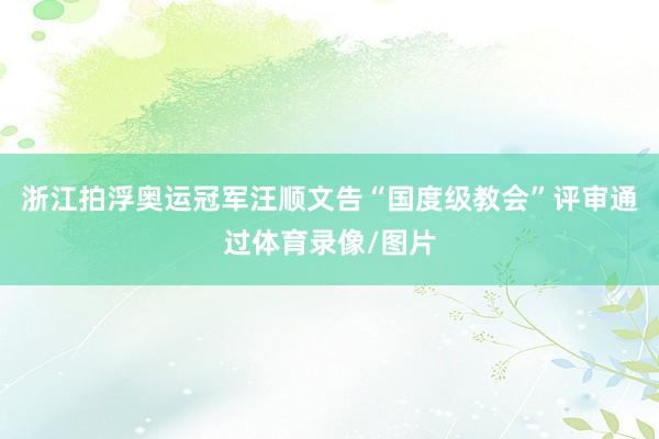 浙江拍浮奥运冠军汪顺文告“国度级教会”评审通过体育录像/图片