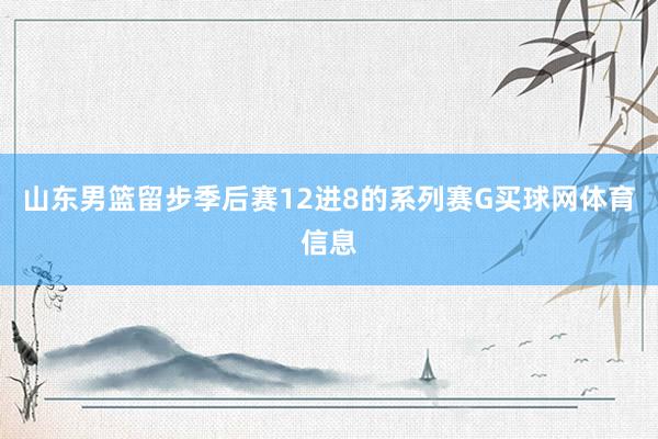 山东男篮留步季后赛12进8的系列赛G买球网体育信息