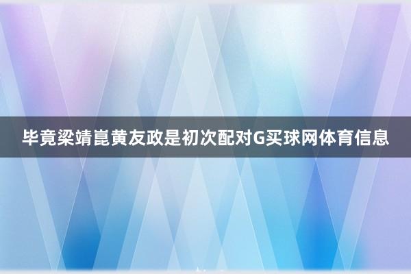 毕竟梁靖崑黄友政是初次配对G买球网体育信息