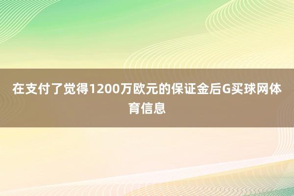 在支付了觉得1200万欧元的保证金后G买球网体育信息