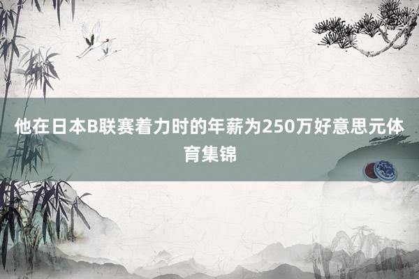 他在日本B联赛着力时的年薪为250万好意思元体育集锦