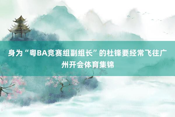 身为“粤BA竞赛组副组长”的杜锋要经常飞往广州开会体育集锦