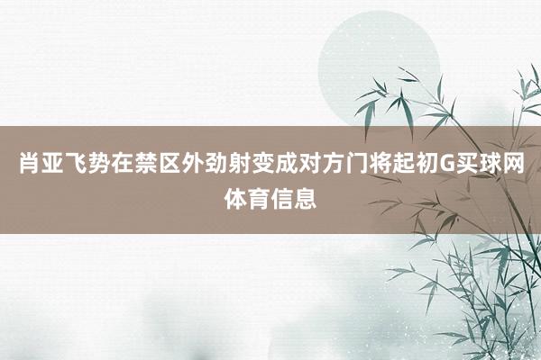 肖亚飞势在禁区外劲射变成对方门将起初G买球网体育信息