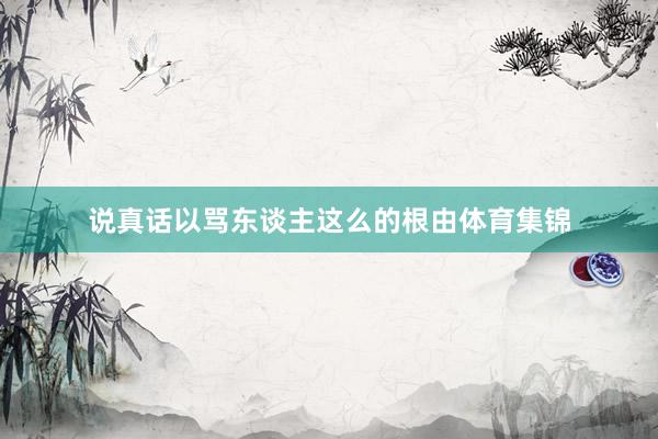 说真话以骂东谈主这么的根由体育集锦